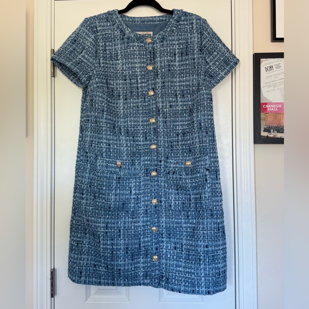 NWOT LOFT Blue Tweed Dress - Picture 4 of 7